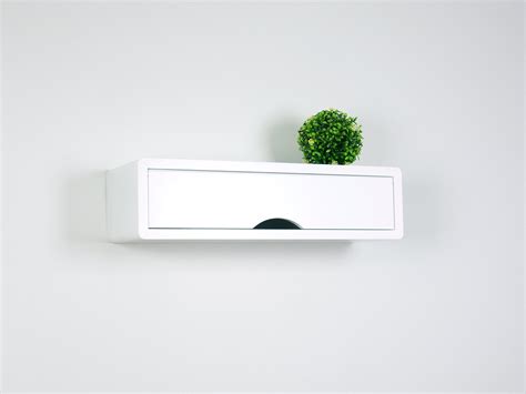 Contemporary White Floating Shelf, Floating Cabinets | Spark Shell Craft