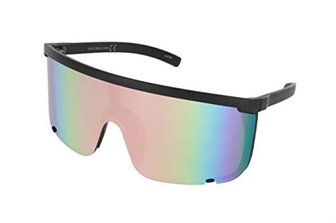 Elite Unisex Oversized Super Shield Mirrored Lens Sunglasses Retro Flat