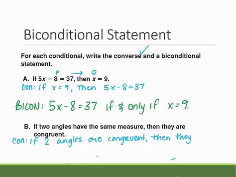 Geometry Section 2 4 Biconditional Statements Youtube