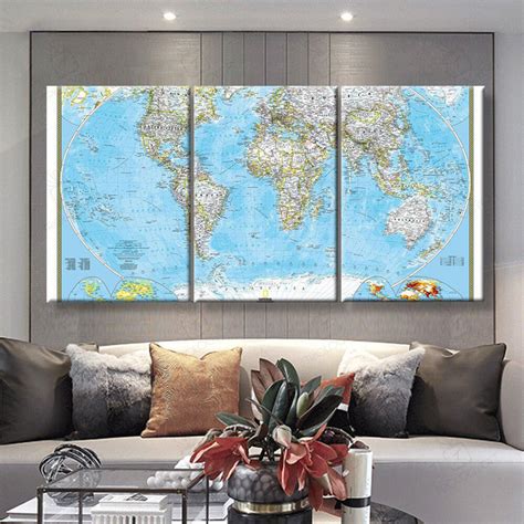 World Map 3 World Map Multi Panel Wall Art | Rosabella - TrilogyGift