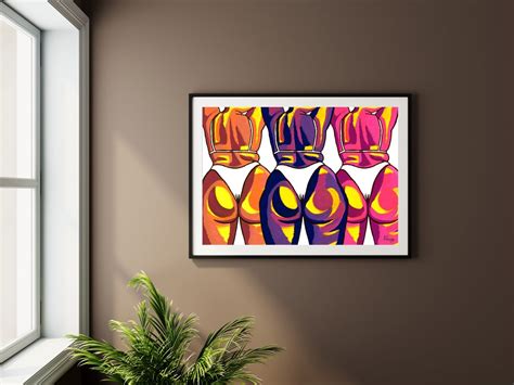 Multi Babe Nude Art Print Funky Colourful Booty Art Curvy Etsy