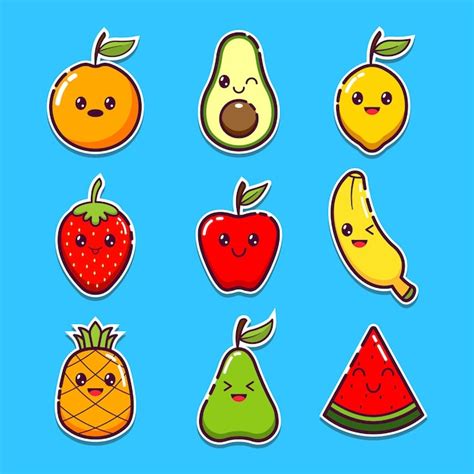 Un Mont N De Frutas Con Caras De Diferentes Formas Y Tama Os Vector