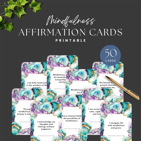 Mindfulness Affirmation Cards Printable Positive Affirmation Cards