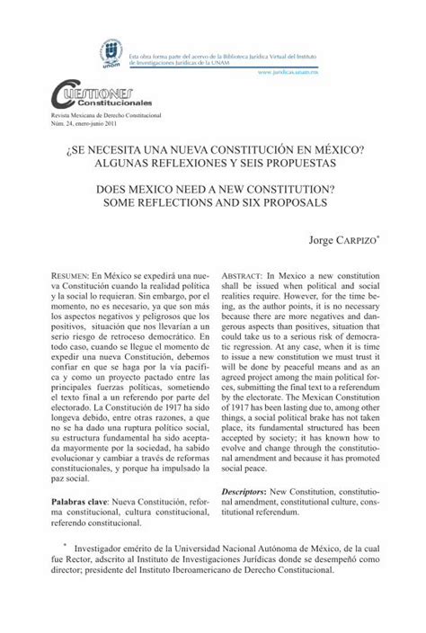 Pdf Se Necesita Una Nueva Constituci N En M Xico Agobia A La