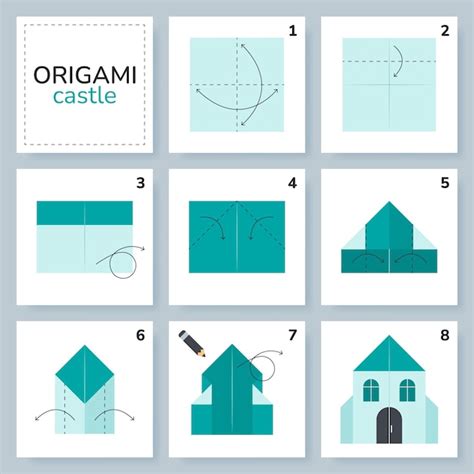 Huis Origami Schema Tutorial Bewegend Model Origami Voor Kinderen Stap