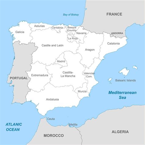 Political map of Spain with borders with borders of regions 21807648
