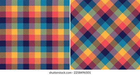 Gingham Pattern Desaturated Cyan Herringbone Textured Stock Vector