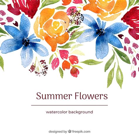 Fundo de flores de verão aquarela Vetor Grátis