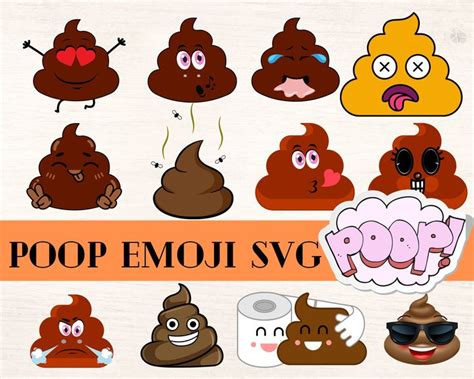 Poop Emoji SVG Bundle, Face Emoji Svg, Poop Face Emoji SVG, Funny Emoji ...