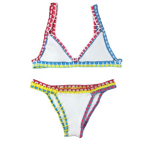 Mncekfod Bikini Sets For Women Knitted Seashell Triangle Bralette Crochet Triangle Bikini Top