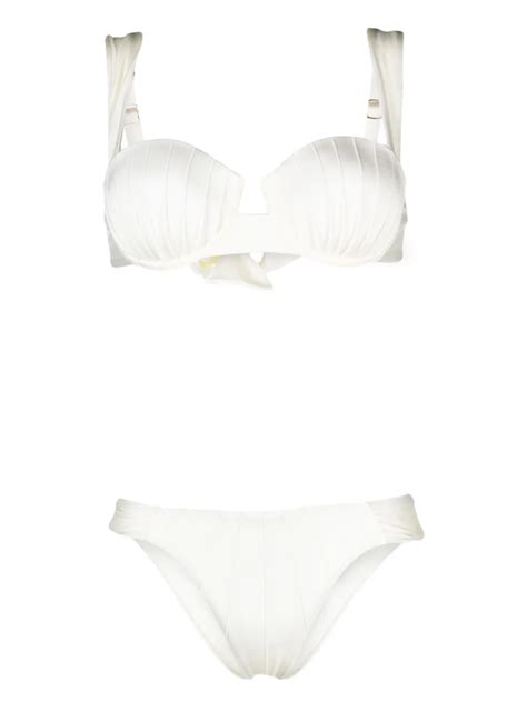 Noire Swimwear Underwire Cup Tie Fastening Bikini Set Neutrals FARFETCH