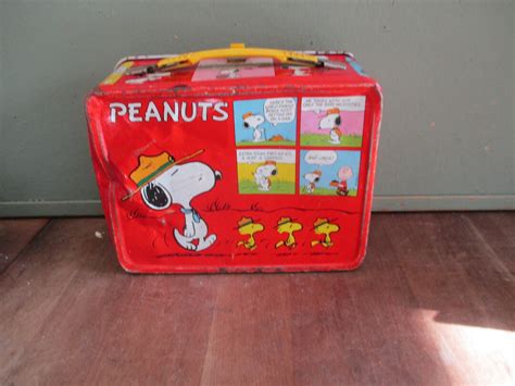 Peanuts Lunch Box Vintage Metal Dented - Etsy