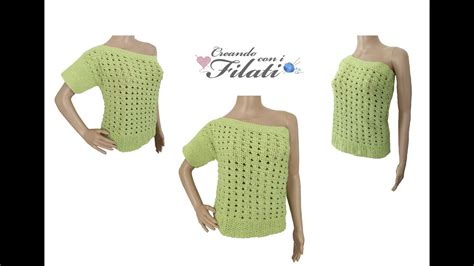 Maglia Monospalla GREEN Tutorial Uncinetto Crochet Creando Con I