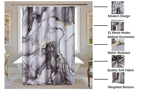 Amazon Yostev Black Gold Marble Shower Curtain Set Abstract