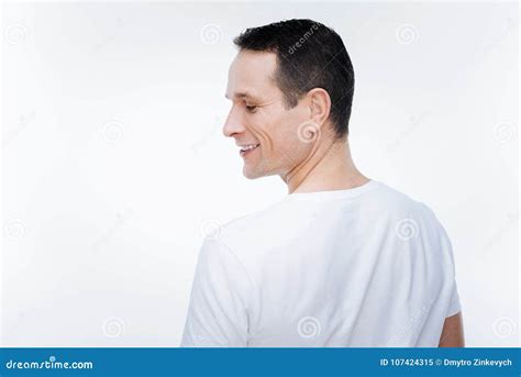 Positive Cheerful Man Turning His Head Stock Image Image Of Light