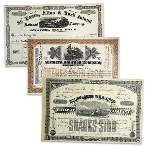 Three Different Vintage Stock Certificates | International Coins & Currency