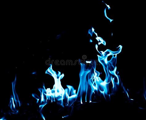 Blue Flame Fire On Black Background Stock Photo Image Of Black Coal