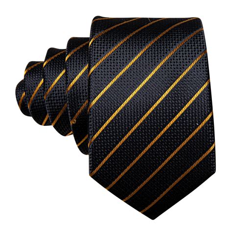 Barry Wang Children Black Gold Striped Men's Necktie Pocket Square Set