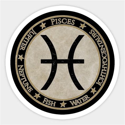 Vintage Pisces Zodiac Sign Sticker