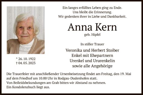 Traueranzeigen Von Anna Kern Trauer Op Online De