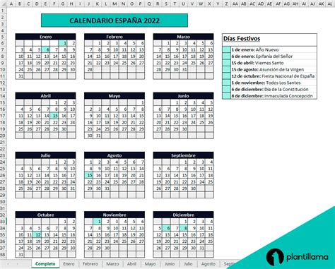 Calendario 2022 En Excel 《madererías》