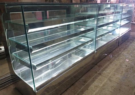 Stainless Steel Rectangular Square Glass Food Display Counter For