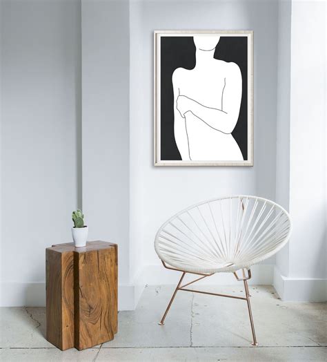 Nude Abstract Art Female Figure Sketch Modern Naked Woman Drawing