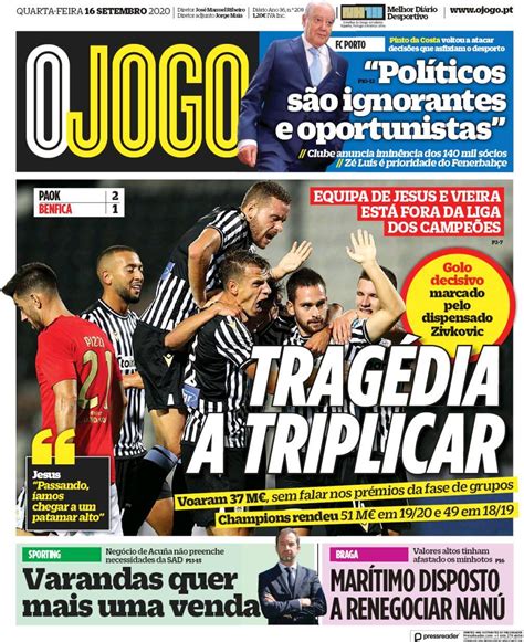 Jornal O Jogo Sporting : Capa Jornal O Jogo - 8 novembro 2020 - capasjornais.pt | faranabilla-yusoff