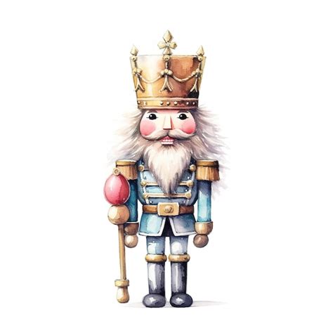 Premium AI Image Watercolor Christmas Nutcracker On White Background