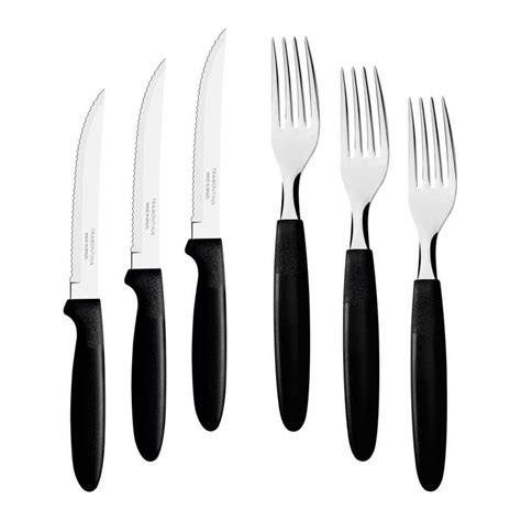 Jogo De Facas E Garfos - Kit - Jogo De Faca E Garfo Ipanema 120 Peças Em Aço Inox Cabo Preto ...