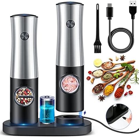 Amazon Electric Salt And Pepper Grinder Set Refillable Large