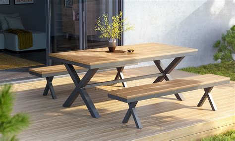 Outdoor Table And Bench Set