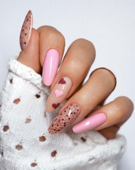 Captivating Valentine S Day Nail Designs Speckled Brown Nude Pink Nails
