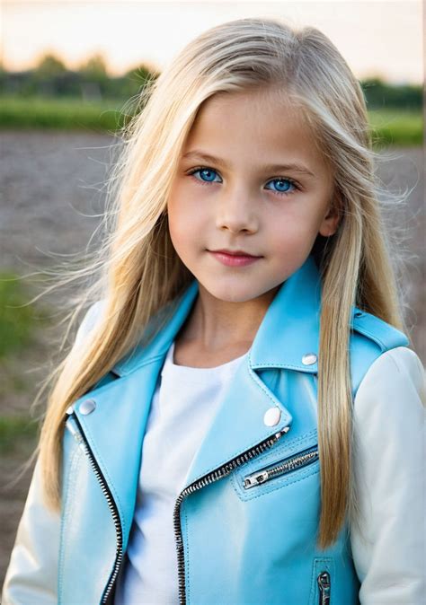 Portrait Of A Beautiful 10 Year Old Russian Girl With Long B By