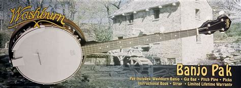 Washburn B8k 5 String Resonator Banjo Pack Reverb