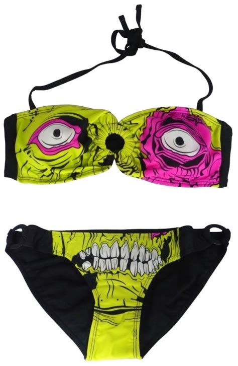 Iron Fist Zombie Chomper Bandeau Bikini Lime Green