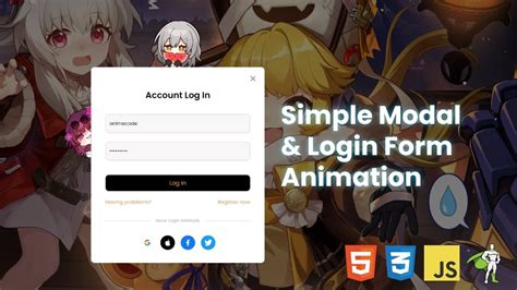 Simple Modal Login Form Animation Css Animation Html Css Js