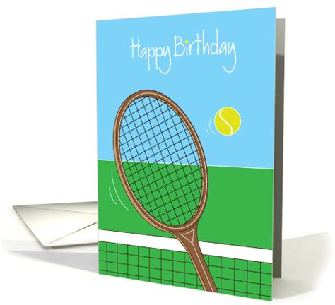 Happy Birthday With Tennis Racquet And Tennis Ball Card 1074272