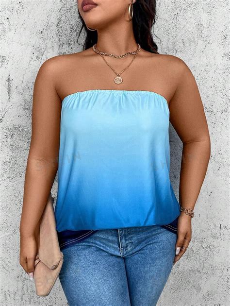 SHEIN LUNE Top Tubo Minimalista De Mujer Talla Grande En Degradado