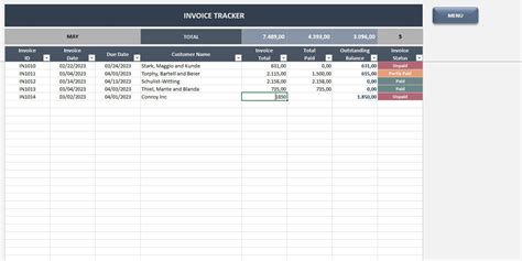 Invoice Tracker Excel Template Invoice Spreadsheet Invoice Register ...