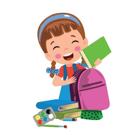 Happy Cute Kid Boy Prepare Bag For School Vector Art At Vecteezy