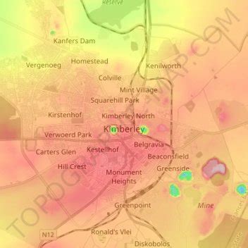 kimberley topographic map elevation terrain