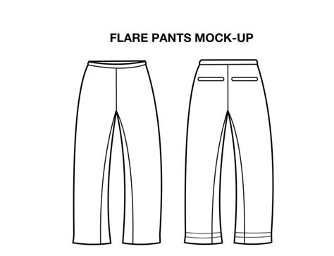 Unisex Flare Pants Flat Technical Drawing Illustration Blank Streetwear