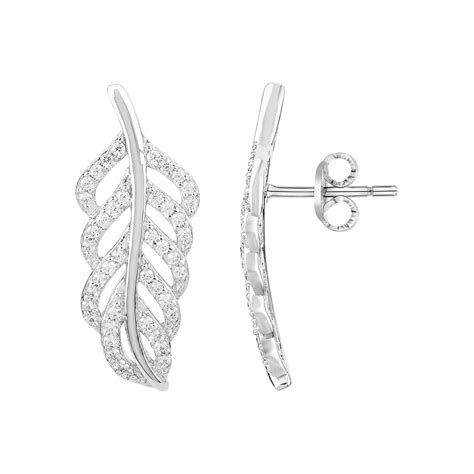 Boucles D Oreilles Puces En Argent Avec Oxyde De Zirconium Blanc The