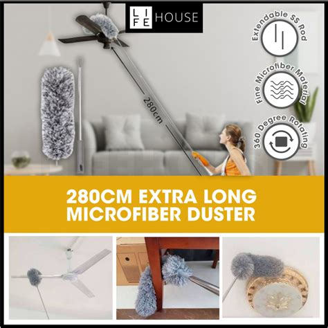 Extra Long Microfiber Duster 280cm With Extendable Bendable Long Duster Cleaner Ceiling Fan