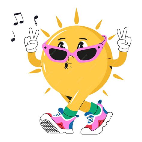 Premium Vector The Sun With Eyes Arms And Legs Cartoon Character In Big Cool Stylish Sneakers