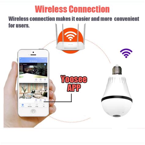 HD960P Wi-Fi панорамная лампочка Камера 360 градусов E27 светодиодный ...