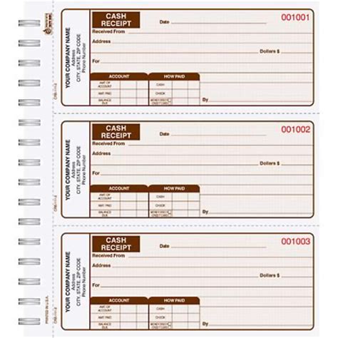 Custom Cash Receipt Book, 3-to-a-page, Triplicate, 150 Sets/Book