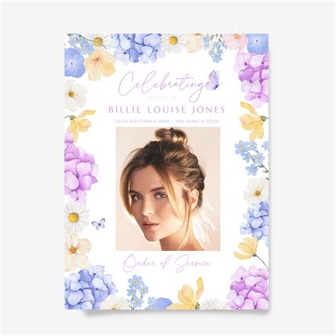 Pastel Floral Funeral Order of Service Booklet