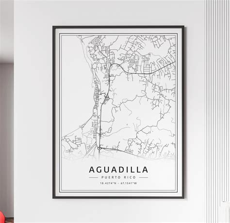 Aguadilla Puerto Rico Street Map Print Acrylic Glass Aguadilla City Map ...